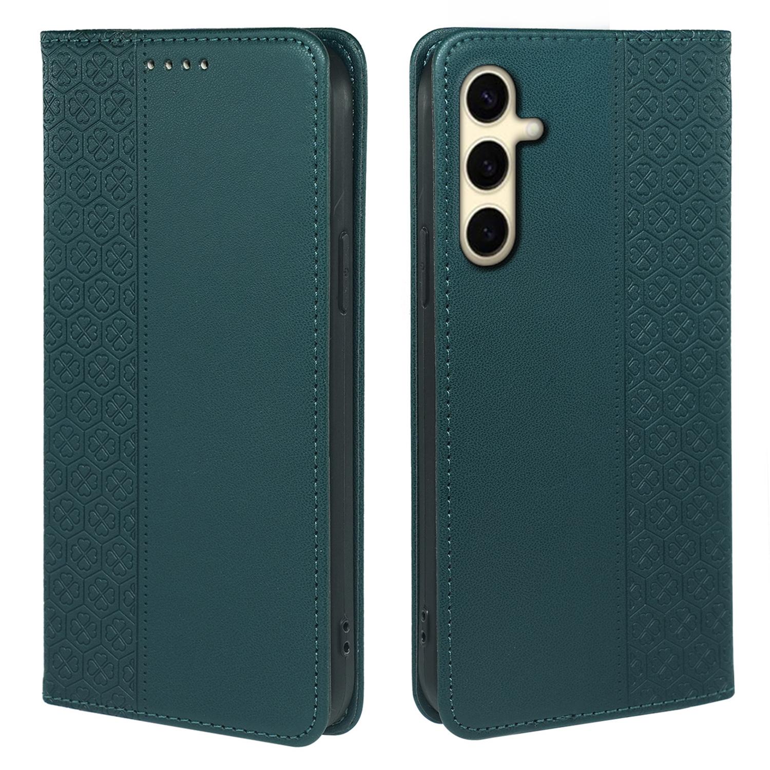 

For Samsung Galaxy A15 4G/5G Case Wallet Leather Phone Cover Four-Leaf Clover Pattern Green