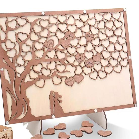 Alternativa al Libro de Invitados de Boda con Letrero de Corazón de Madera Marco Árbol del Amor Decoración Fiesta Aniversario Fiesta de Cumpleaños Decoración para Baby Shower