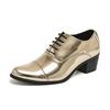 Large size pointed high heels men's shoes British style hair stylist glossy leather shoes European and American style casual business dress shoes
