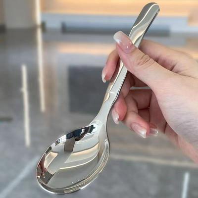 Nerezová ocel kulaté lžíce Net Red Golden Dinner Dlouhá rukojeť Míchací dezert