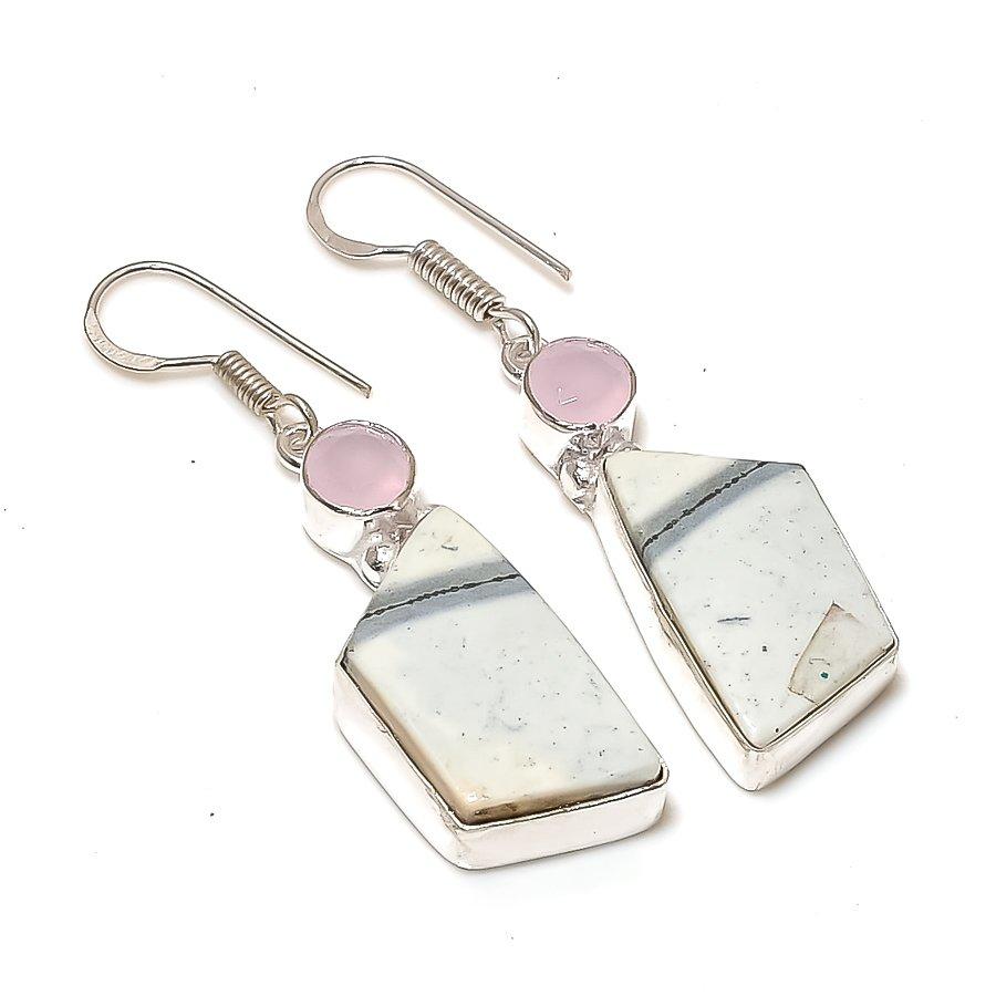 

Imperial Opal, Chalcedony Gemstone Handmade Ethnic Jewelry Earring 1.85 SR-2044