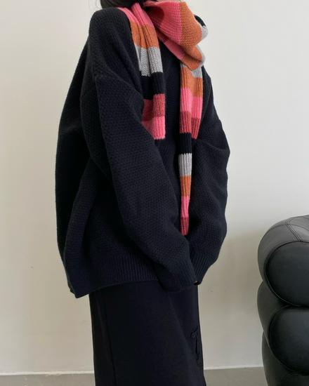 Winter Rainbow Striped Scarf Set: Sweet and Cool Girl's Winter Essential