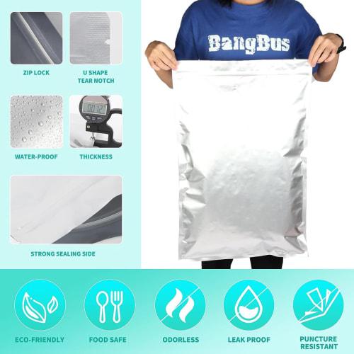 Rice Storage Bags, 5-Pack, 3kg Capacity, Vacuum Storage Containers, Aluminum Zippered Bags for Coffee Beans, Cereal, Nuts, Coffee, Tea, Refrigerator S