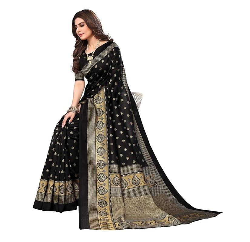 TreegoArt Fashion Women's Art Silk Printed Ethnic Wear Indian Saree With Unstitched Blouse Piece