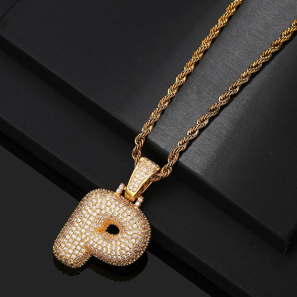 Hip Hop 26 English Letter Pendant Rap Simple Fat Letter Pendant Unisex Necklace