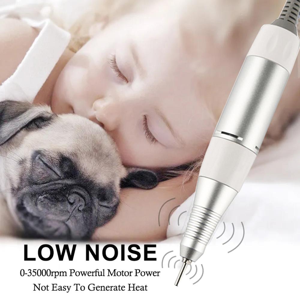 35000 U/min Elektrische Nagelfräser Maschine Nagelkunst Maschine Stift Edelstahl Fräser Griff Geeignet für Maniküre Bohrer und Zubehör Pediküre Feile