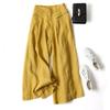 Cotton and Linen Wide-leg Trousers Skirt Pants Women's Loose Semi-elastic High-waisted Thin Nine-point Pants