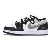 Jordan Air Jordan 1 Abrasion Resistant Low top Vintage Basketball Shoes Men's Black Gray 553558-131(Team85-)
