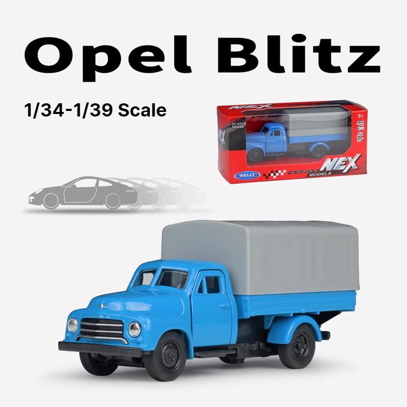 Welly 1/36 Scale Opel Blitz Toy Car Truck Model Welly Diecast Classiacl Vehicle Miniature Pull Back Free Wheels Collection Gift for Children