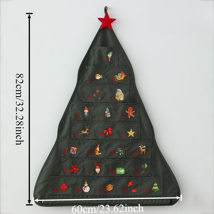 

1PC Christmas Advent Calendar with 24 Pockets Soft Canvas Wall Hanging Organizer Festive Decor for Kids Gifts Home Wall Calenda 1pc