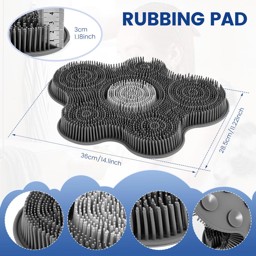 Body Shower Foot Scrubber Silicone Wall Mounted Rub Back Brush Non-slip with Suction Cup Bath Wash Foot Pad Massage Bathroom