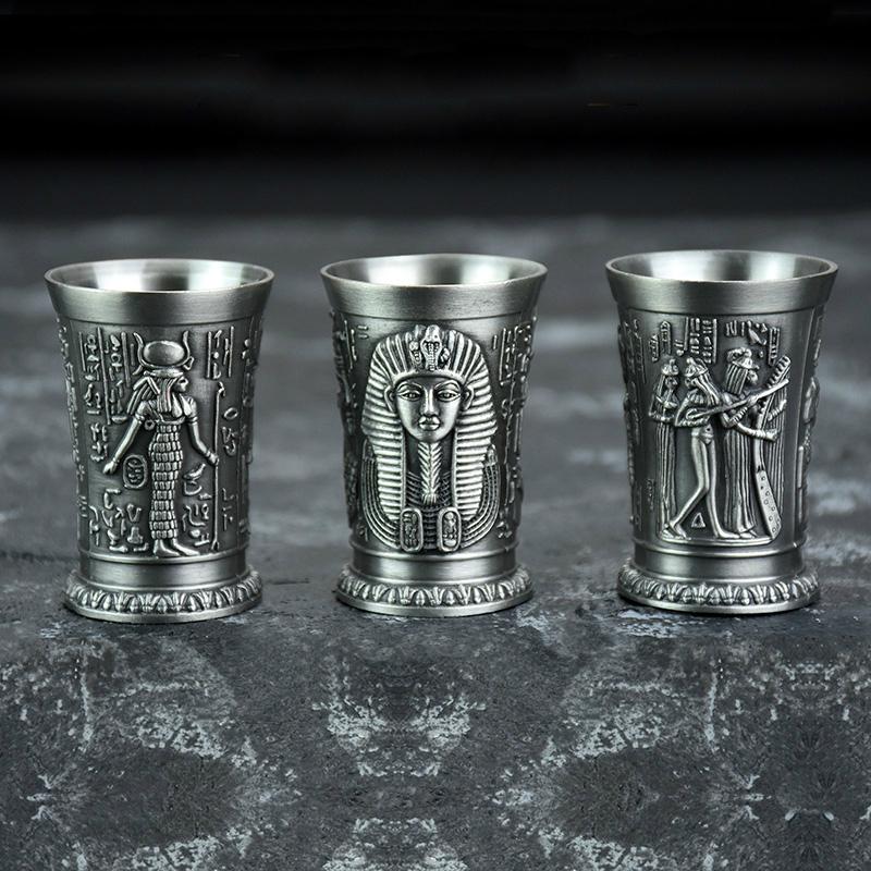 

The Revenant Same Style Wine Glass Ancient Egypt Myth Relief Art Copper S Glass B52 Cocktail Russia Sikkim Spirits Bullet Cup 40ml