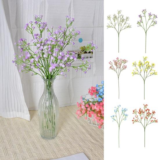 6Pcs 42CM Artificial Babysbreath 3 Fork Realistic Fake Flower Home Wedding Party Table Centerpiece Indoor Outdoor Faux Bloom Decoration