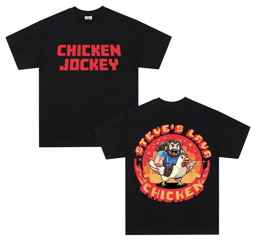 

Chicken Jockey Shirt Funny Farm Animal Graphic T Shirt Men s Women Fashion Oversized T-shirts Casual High Quality Cotton T-shirt 4XL