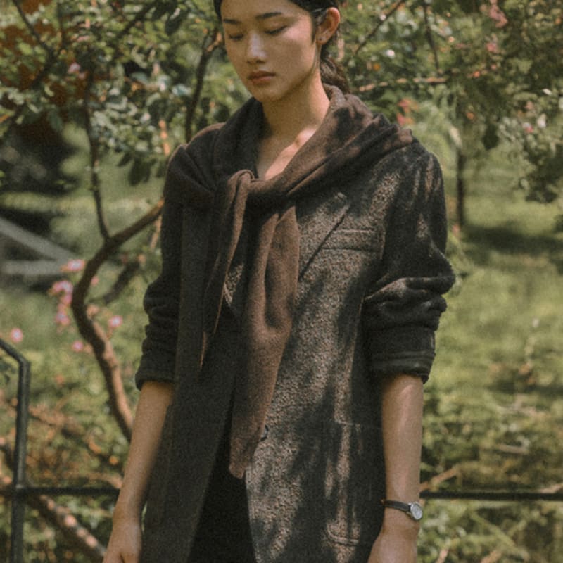 

WISELY VELVET CASHMERE SHAWL MUFFLER_BROWN Brown_One