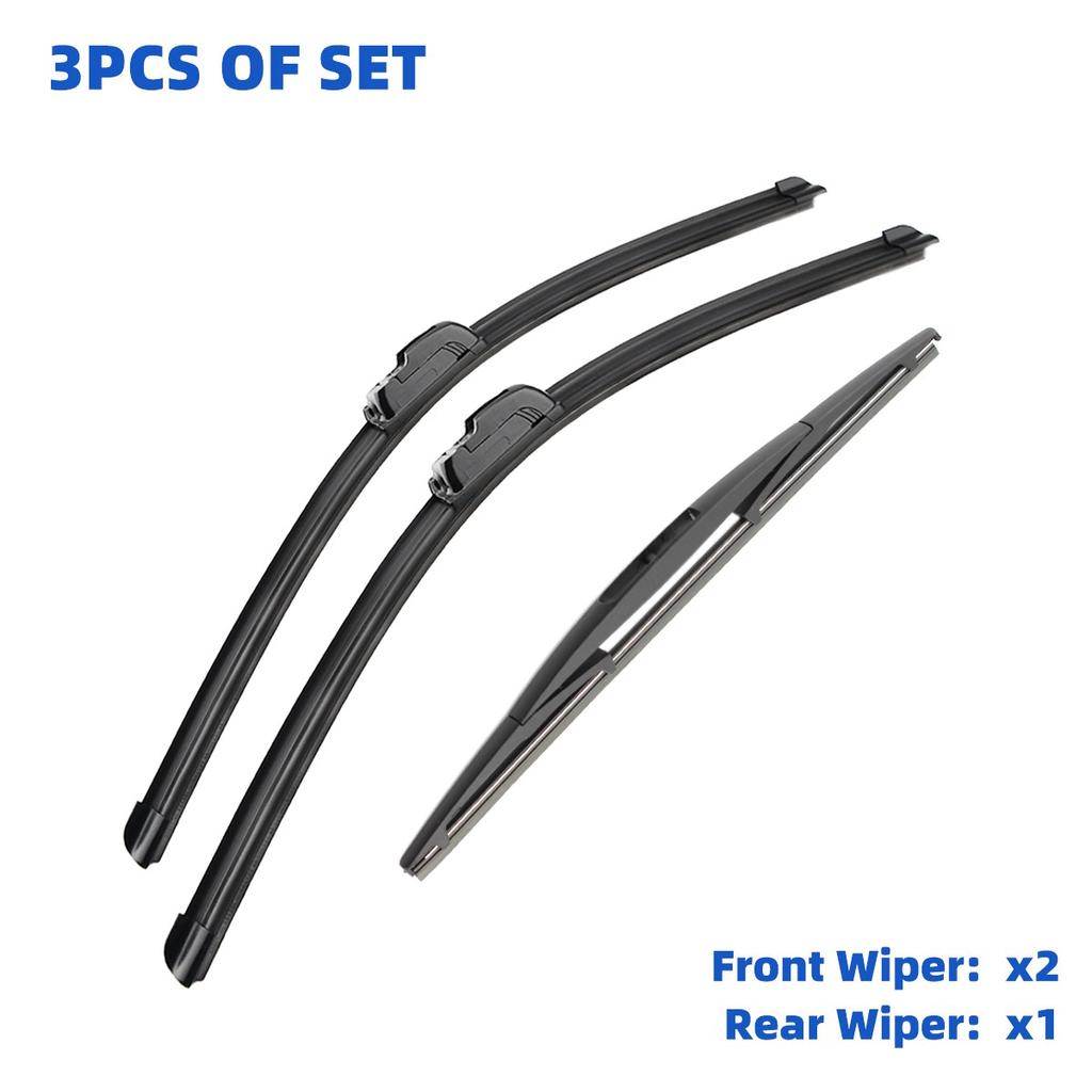 3PCS For Nissan X-Trail T31 2007-2013 24"+16"+14" Front Rear Wiper Blades Windshield Windscreen Window Cutter Accessories 2009 2010 2011 2012 2013