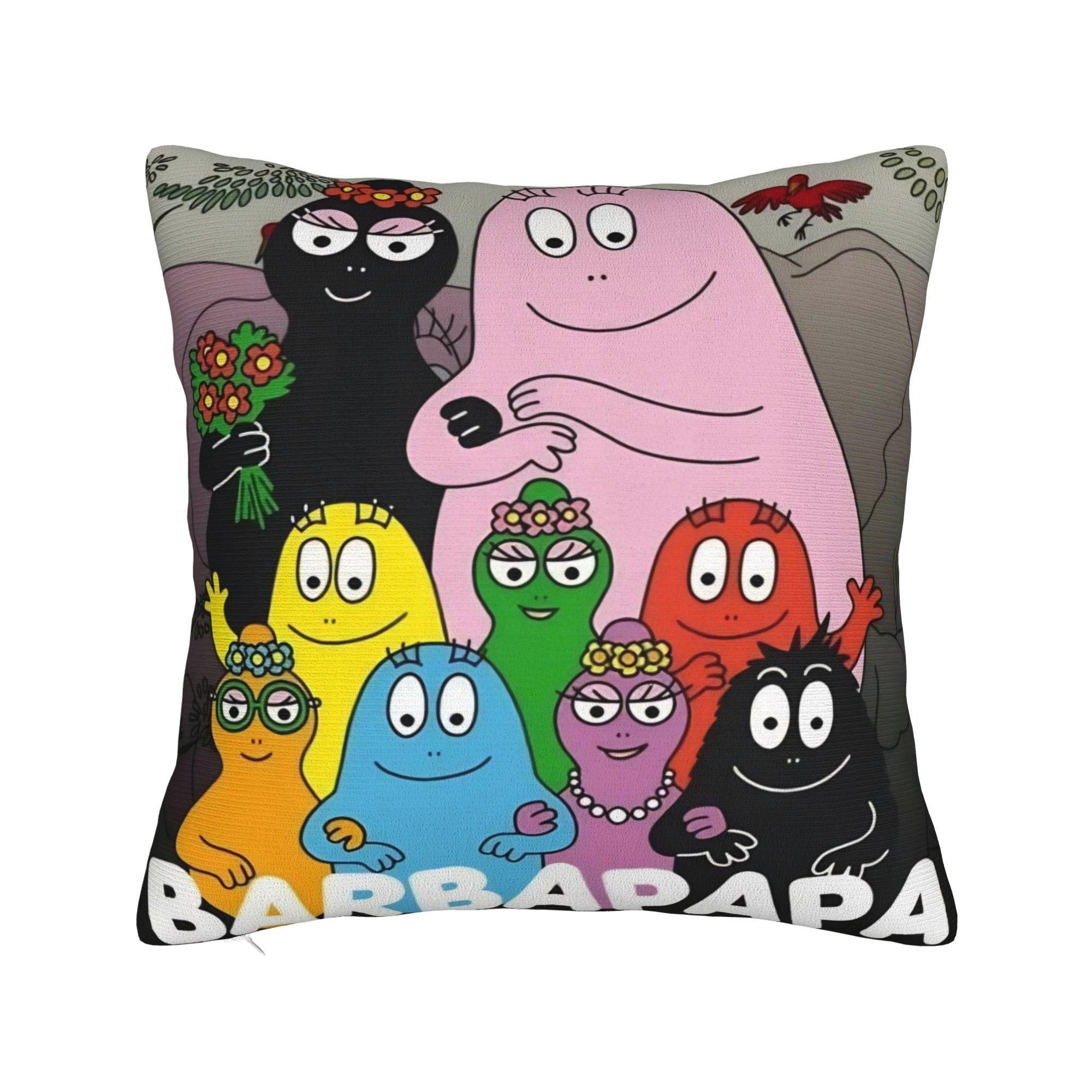 Decorative Pillow Covers Kawaii Barbapapa Cartoon Accessories Seat Throw Pillow Case Cover Zippered Multi-Size 12x12Inch