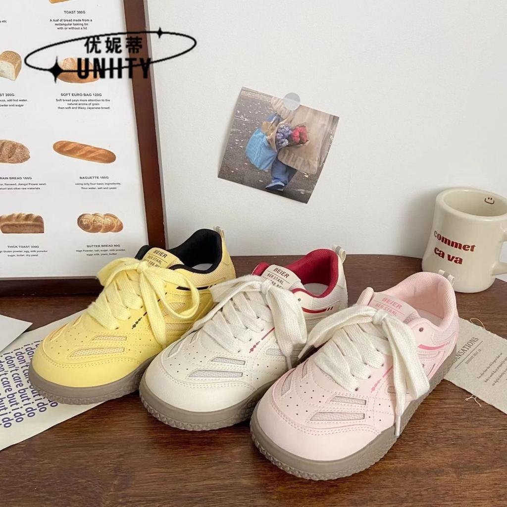 Rosa dobbelt meshbrett damesko nisje pustende sport hvite sko