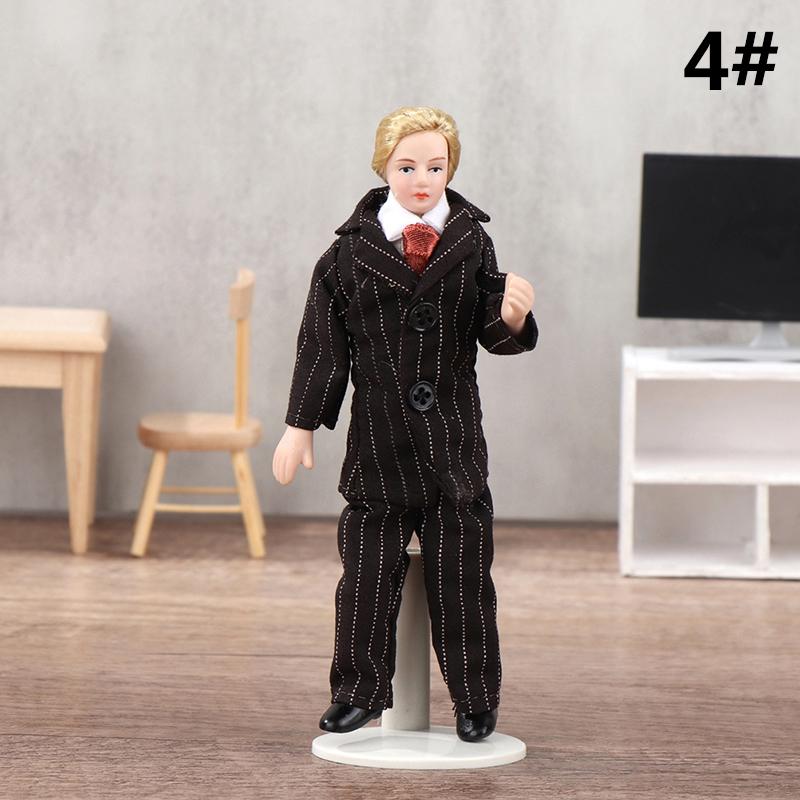 1/12 Dollhouse Miniature Porcelain Doll People Model Beautiful Youth Boy Girl Decoration Doll House Plaything For Kids