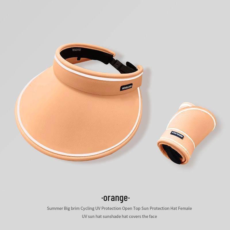 UPF50+ Women's Large Brim Sun Hat with Face Cover - 2025 Anti-UV Open Top Visor