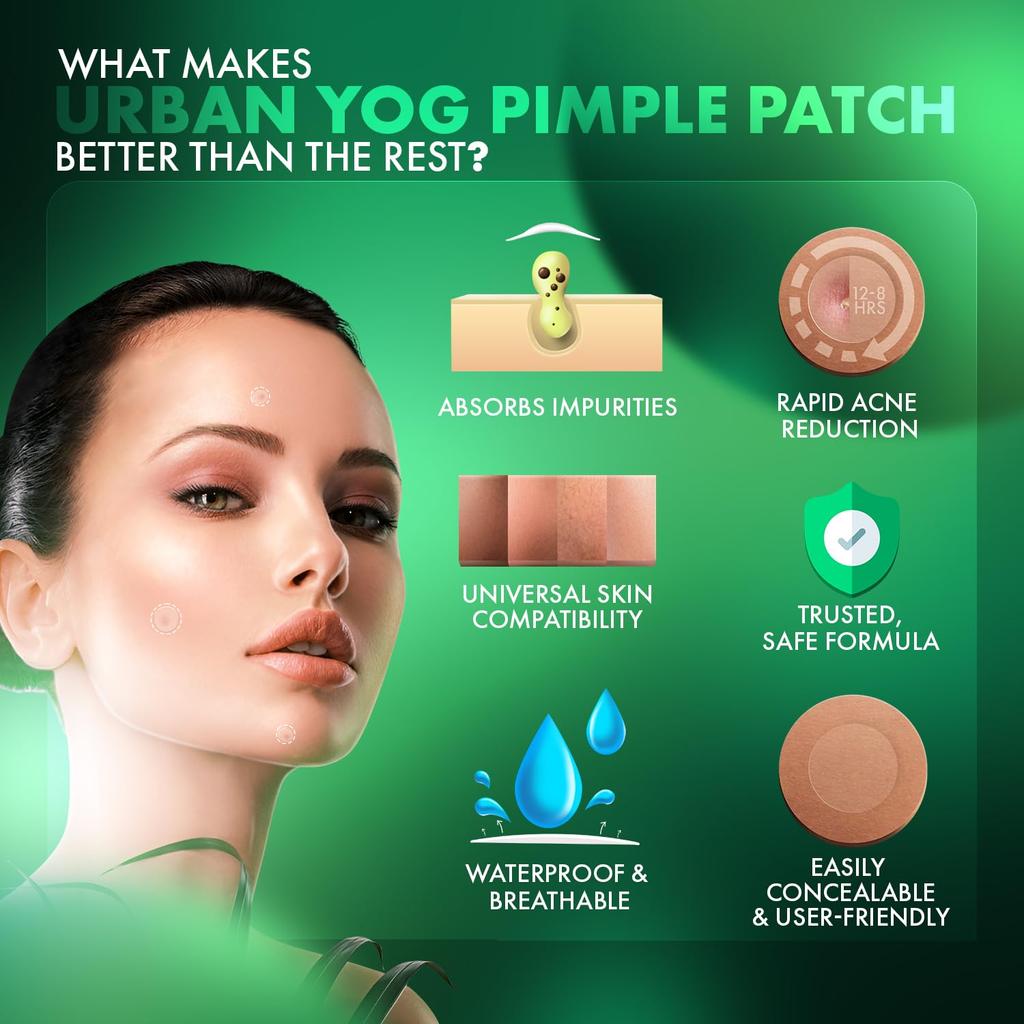 Urban Yog Acne Pimple Patch, Hypoallergenic - Invisible Facial Stickers Cover With 100% Hydrocolloid, Pimple Patches For Face (72 Dots) - Pack Of 1