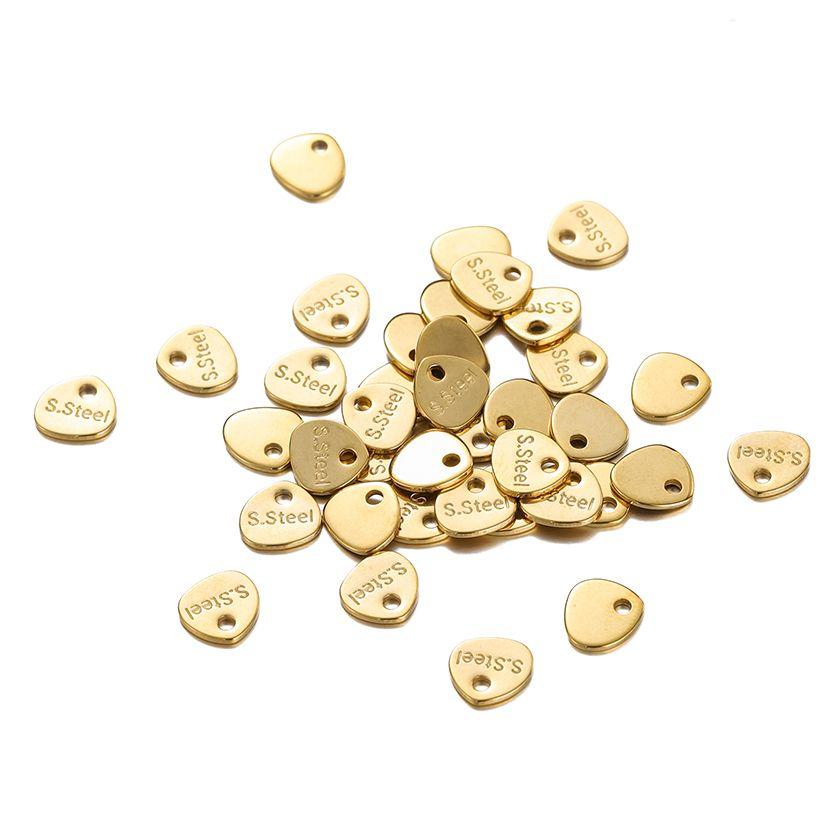 20 50pcs/bag Gold Square Stainless Steel Tail Chain Extension Pendants Lobster Clasps Connectors Charms For DIY Jewerly Making