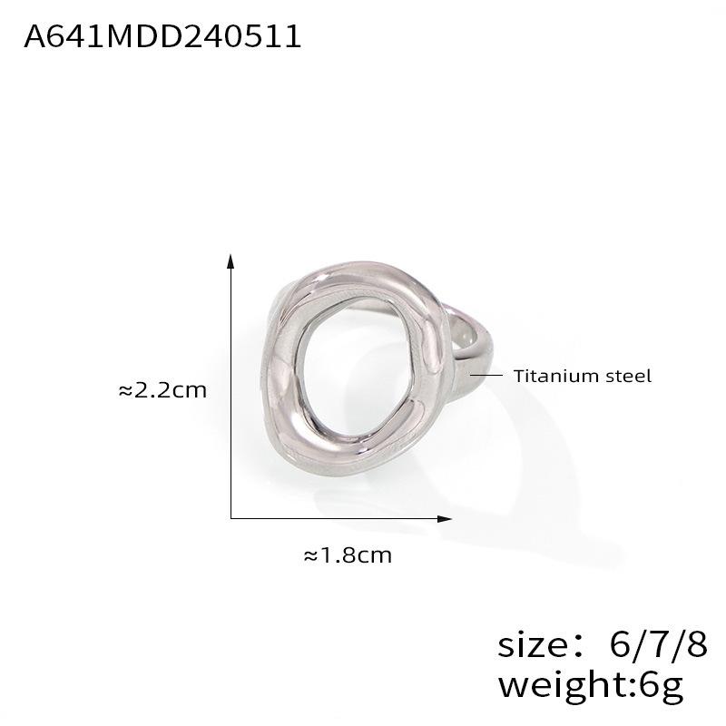 Korean Style Casual Minimalist Geometric Cutout Irregular Ring - Titanium Steel Gold Plated