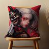 Cool Art Warrior Woman Throw Pillow Case For 45*45cm,55*55cm,30*30cm,Car Pillowcase Home Bedchamber Decor Gift