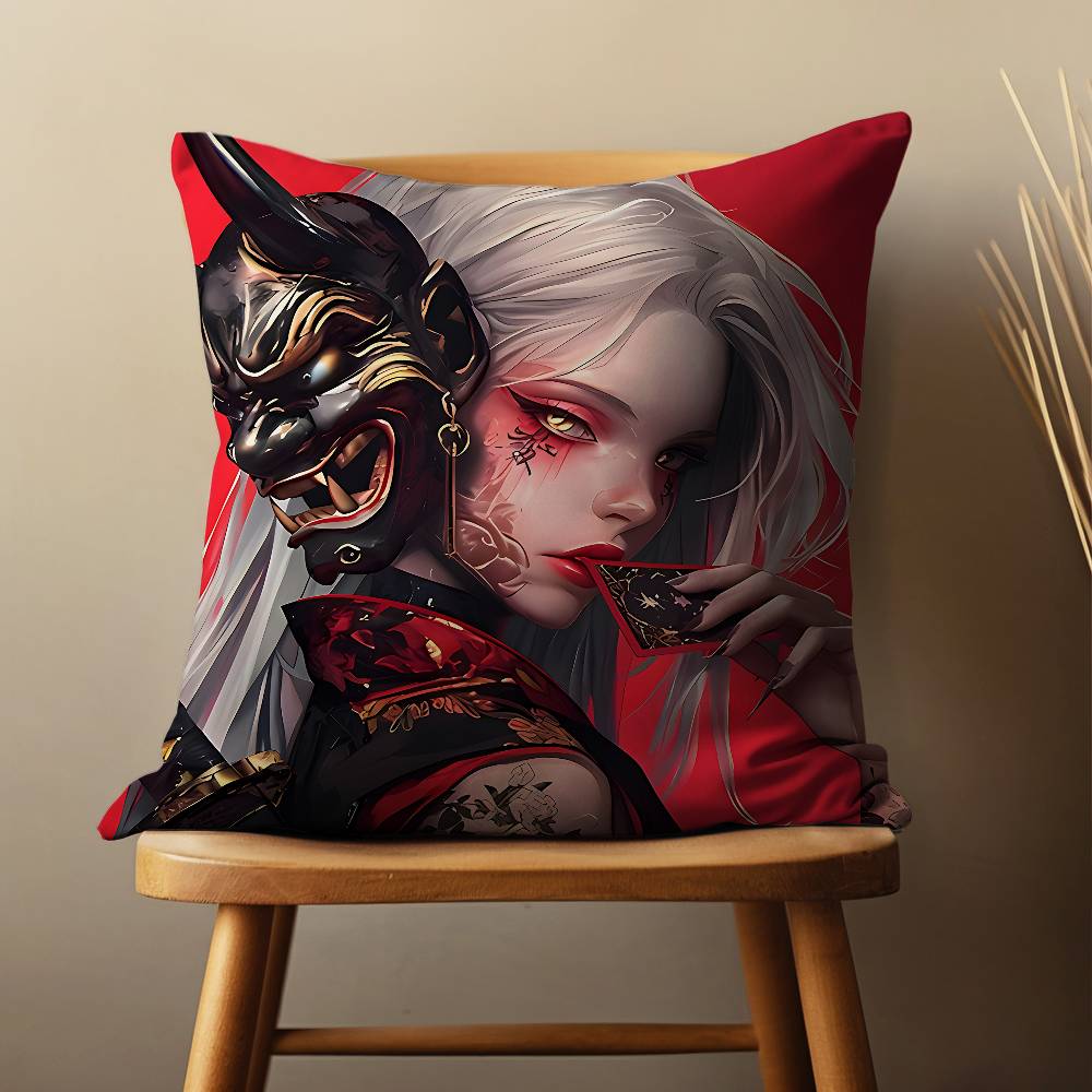 Cool Art Warrior Woman Throw Pillow Case For 45*45cm,55*55cm,30*30cm,Car Pillowcase Home Bedchamber Decor Gift