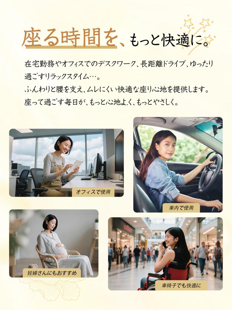 Kingphenix Back Support Cushion Set Car Seat Cushion Back Cushion Memory and Reduces Fatigue Even When Sitting for Long Periods Black + Foam,