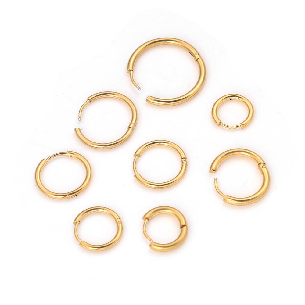 6pcs Stainless Steel Hoop Earrings Women Earrings Men Punk Hiphop Bijoux Gift Fashion Plated 18K Gold Zircon Piercing Accessory