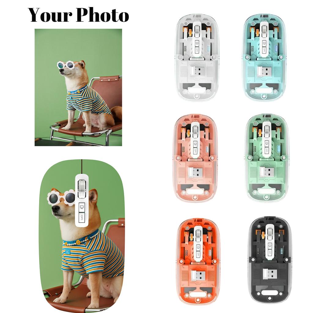 Customized Pattern Rechargeable Bluetooth Wireless Mouse Silent Color Box Packaging