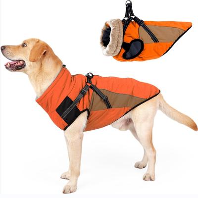 Koşum Yansıtıcı Sıcak Köpek Ceket Kış Ceket Polar Astarlı Köpek Ceketleri Kürk Yakalı Köpek Yürüyüş Ceket Üst Fermuar Soğuk Hava Köpek Giysileri