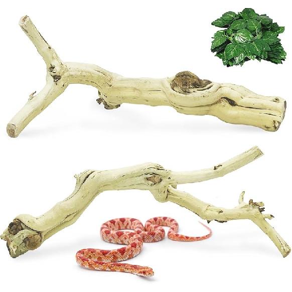 VCEPJH Snake Climbing Branch, 2Pcs Reptile Wood Natural Cork Log Tank Accessories Tree Trunk for Chameleon Bearded Dragon Gecko Snake Frog Spider