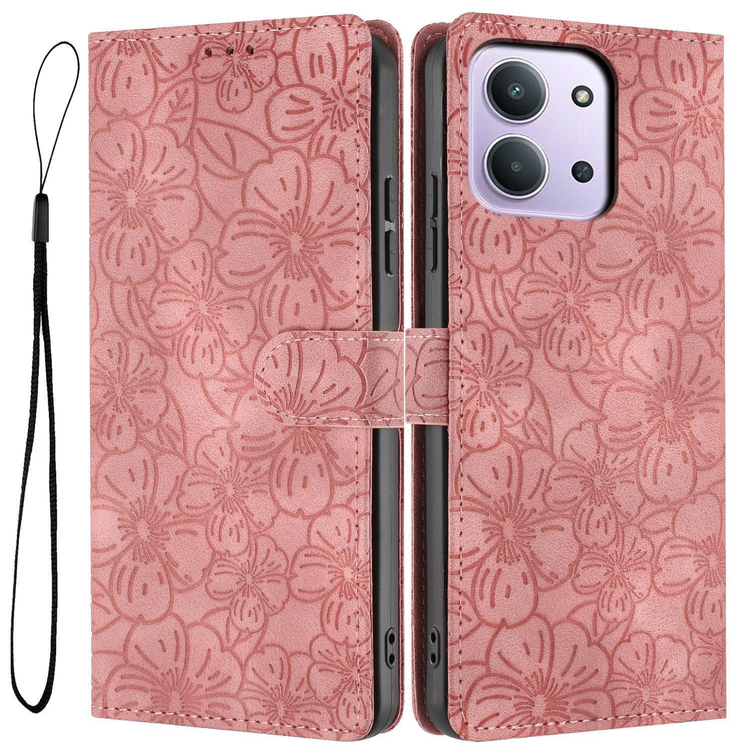 

Flip Case For Xiaomi Redmi 15C 4G (Global) (171mm)/Poco C85 4G (171mm) Leather Phone Cover Cherry Blossom Pattern Wallet Stand with Wrist Strap