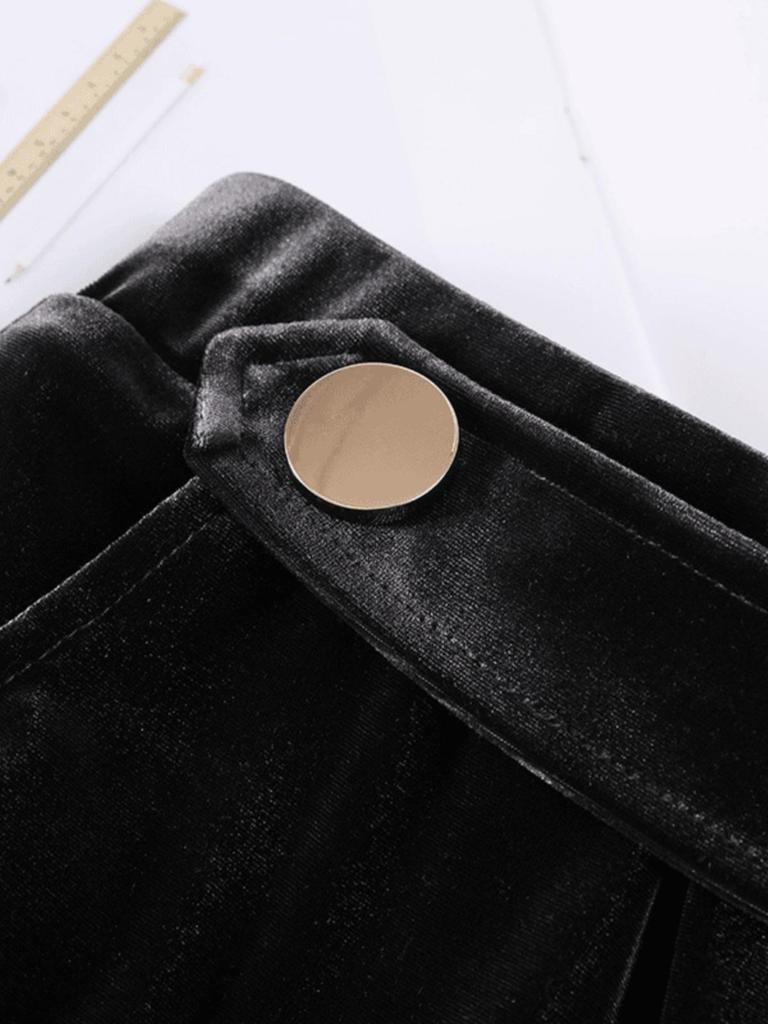 Goldener Samt High-Waist Straight-Leg Hose für Damen - Frühjahr/Herbst 2025 Kollektion