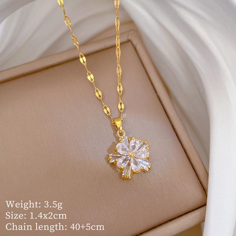 

Double-Layer Flower Necklace Earrings Set Light Luxury Micro-Inlaid Personalized Temperament Banquet Earrings Necklace Combination
