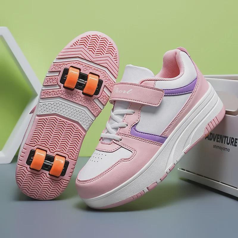 Barne konvertible løpe- og rulleskøyter med avtakbare hjul