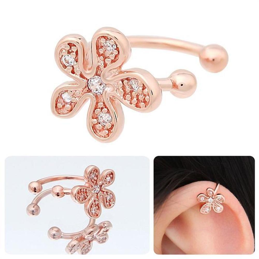 [Onm] Onm 14Kgp Cubic Flower Rose Gold Point Ring Bracelet Ear Cuff (S9594031)