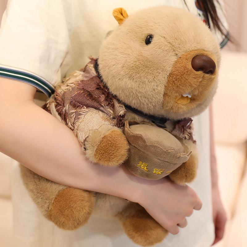 Cute Groundhog Plush Toys Keychain Simulation Marmot With Clothes Soft Doll Stuffed Animal Pillow Kid Birthday Gift Home Decor