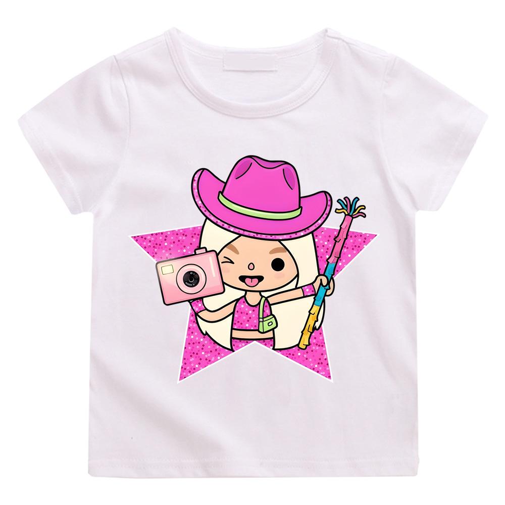 Kawaii Cartoon Print Streetwear T-Shirts Cartoon Manga 100% Baumwolle Kurzarm Jungen/Mädchen T-Shirt Sommer Teenager Kawaii Rundhals Anime T-Shirt Süßes Oberteil