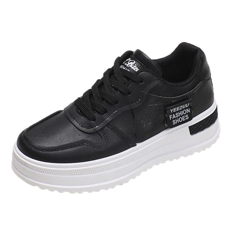 

2025 spring and autumn lace-up casual shoes platform muffin sole single shoes little white shoes color matching sports shoes 2025 35 чёрный