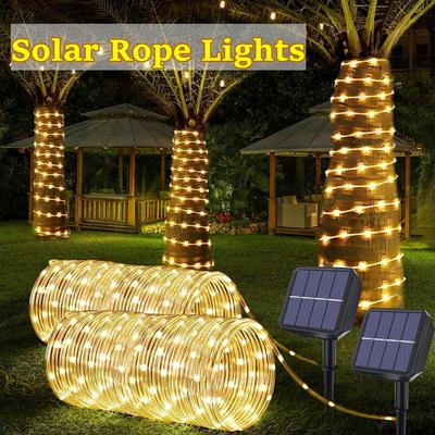 Bandă LED Solară Tub Frânghie Lumini Zână Ghirlandă cu Energie Solară Lumini Șir Decor de Crăciun pentru Exterior Grădină Gazon Copac Curte Gard