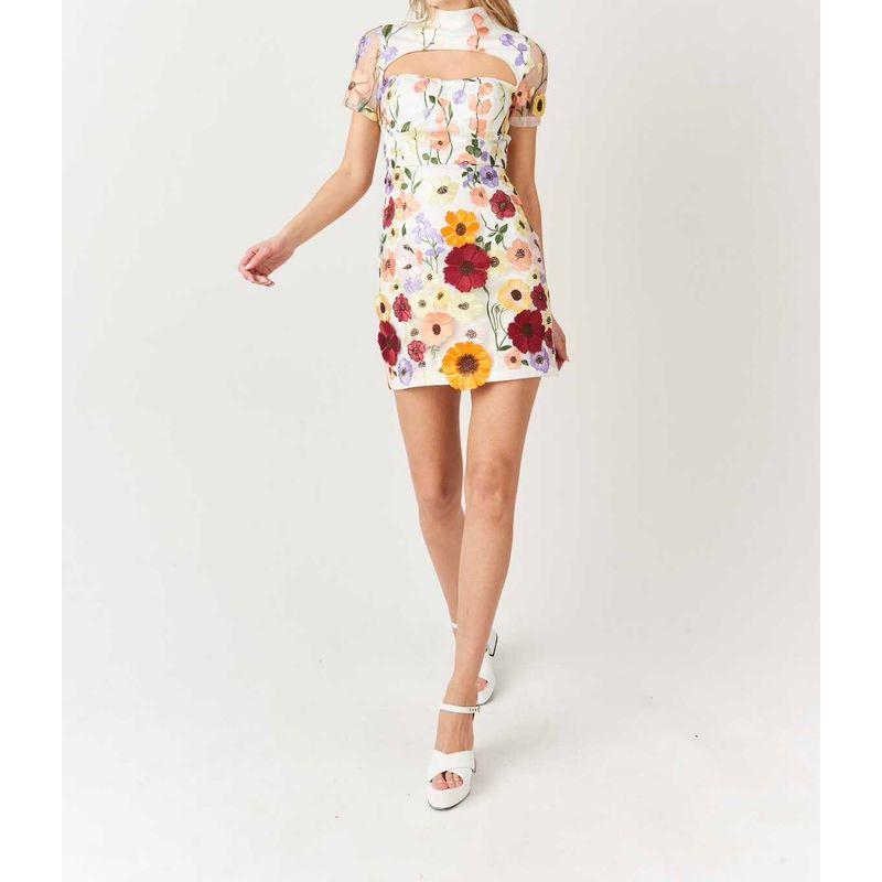 

Foreign Trade Am Home High Quality New Three-Dimensional Embroidery Flower Leak Chest Sexy Ins Sheath Fairy Dress Chest Pad Embroider Fit L