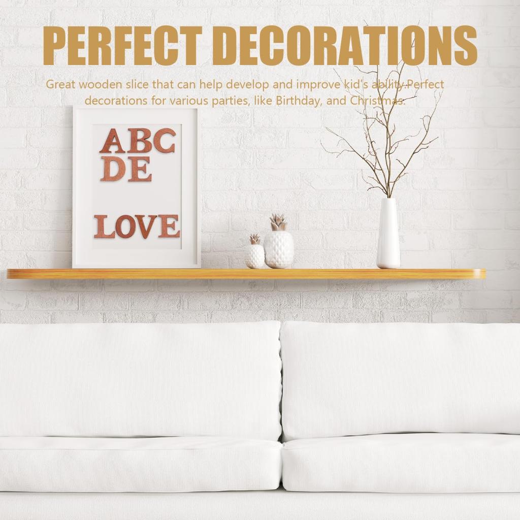 EXCEART Set Alfabeto in Legno, 104 Pezzi, 4,4 x 4,2 x 1,6 cm, Lettere Maiuscole, Sagome in Legno, Materiale Naturale Leggero per Artigianato Fai-da-Te,