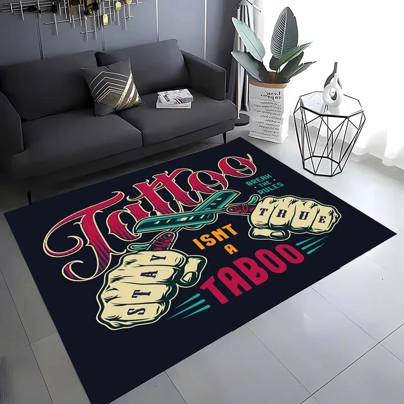 3D HD Tattoo Studio Carpet, Living Room and Bedroom Household Items,Children's Room Sofa Mats, Doormat Floor Anti-slip Rug, Gift