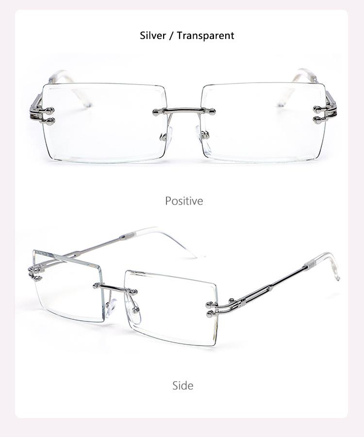 2 Pack Men's Metal Rimless Yuppie Casual Fashion Glasses With Flat Lens Ideal Choice For Gifts
