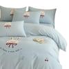 2026 Luxury Pure Cotton Embroidery Bedding Set - Four-Piece Brushed Cotton Duvet Cover & Sheets.