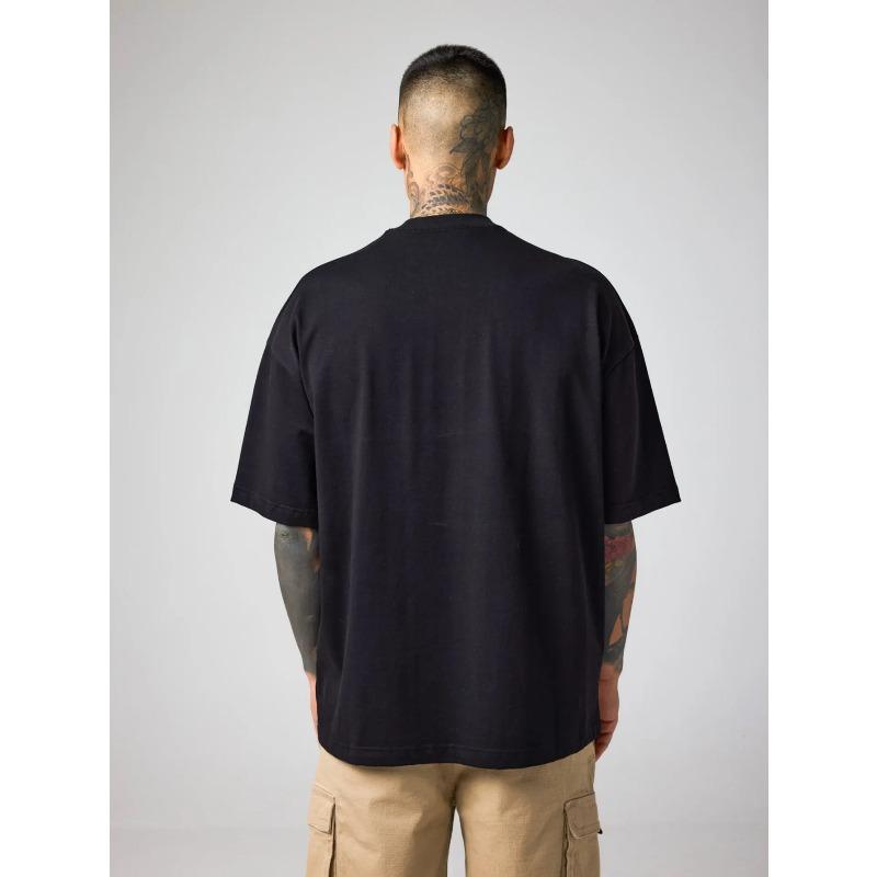 Men's Oversized T-Shirt Black Bunny Lifting Dumbbells Buns of Steel Print Gym Fitness Workout Casual Wear