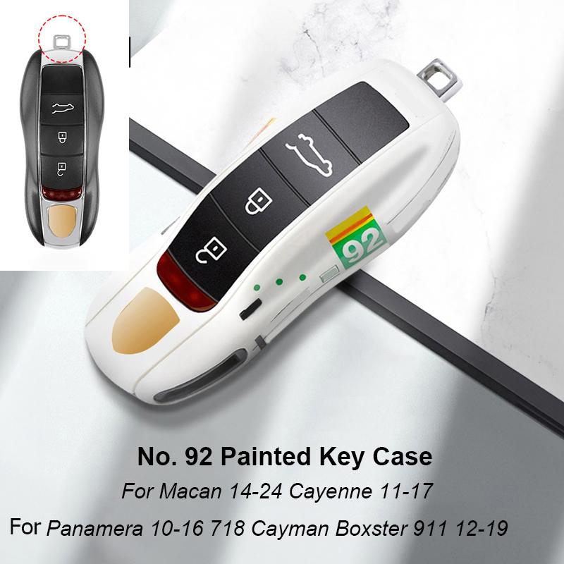 Pro Porsche Panamera Cayenne Macan 718 Cayman Boxster 911 Taycan 10-25 Auto Zelená Grello Lakovaný Klíčenka Ochranný Kryt